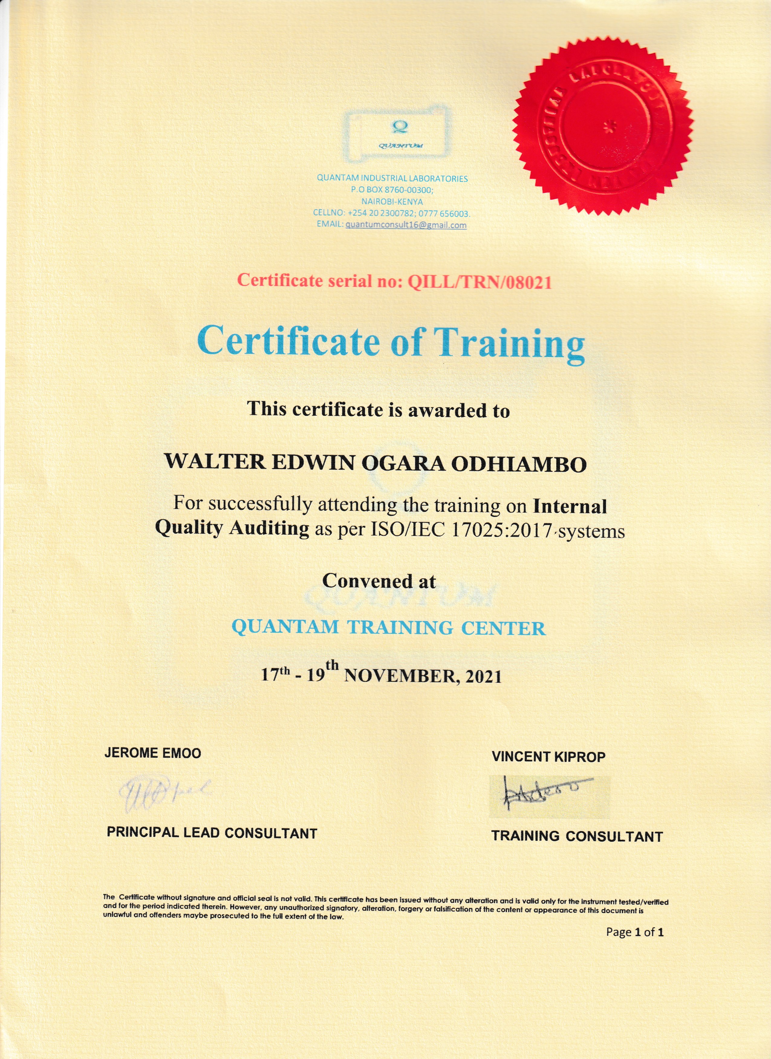 certificate